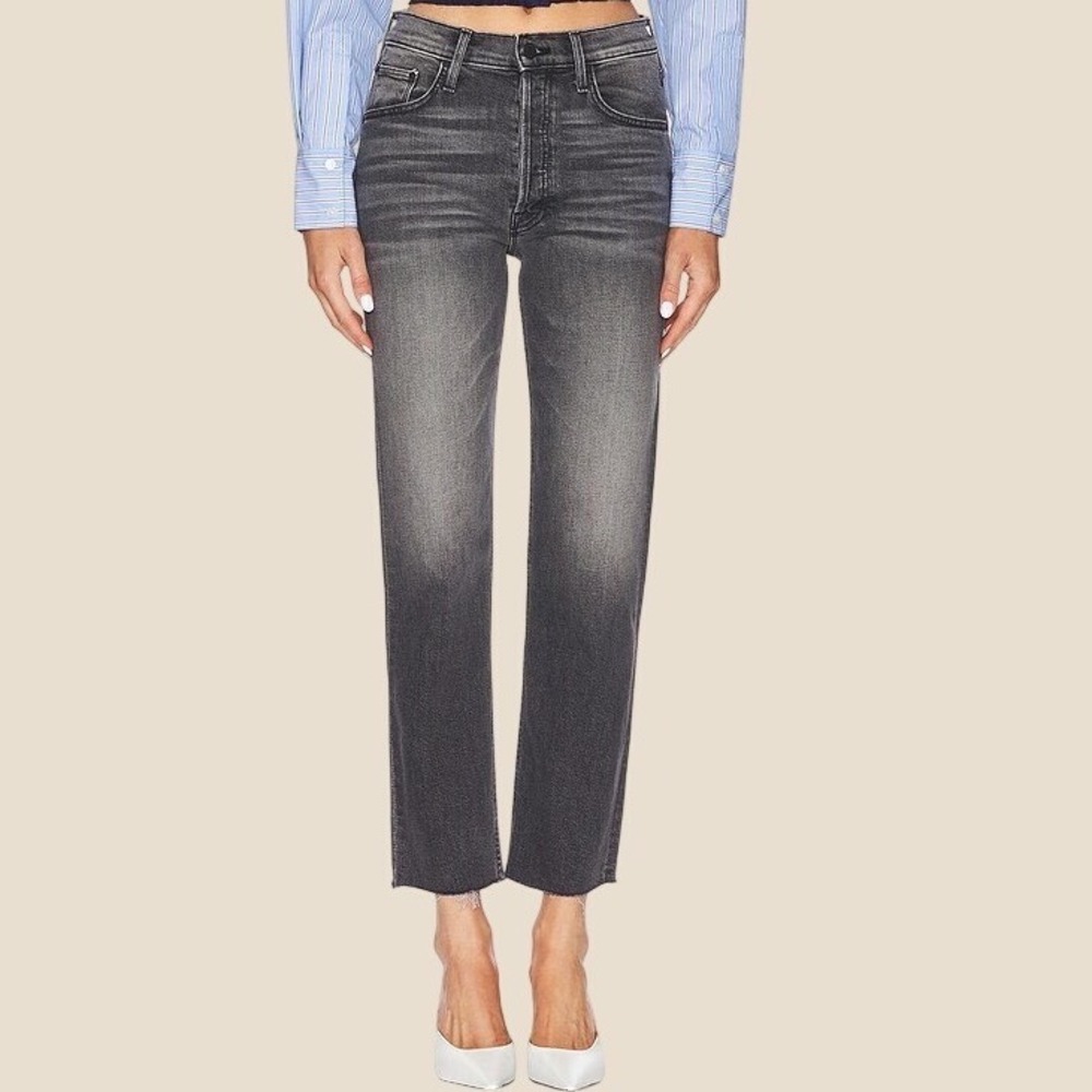 NWT MOTHER The Tomcat Ankle Fray Jeans in Wanted! Grey Size 23